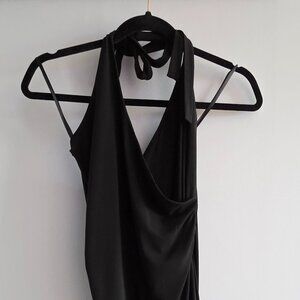 Little Black Dress - Draped Halter Mini with Ruched Detail